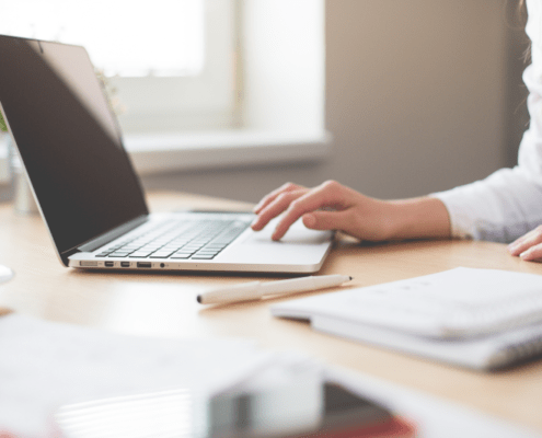 Woman using laptop